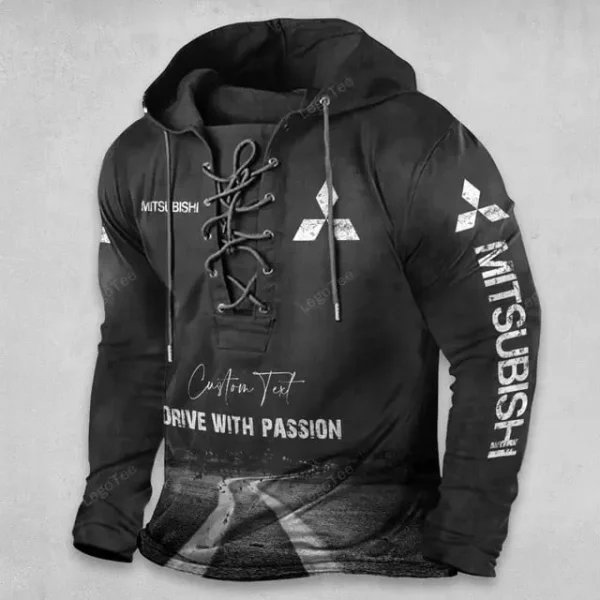 Mitsubishi Lace Up Men Hoodie VD3DLUMH066 - Image 2