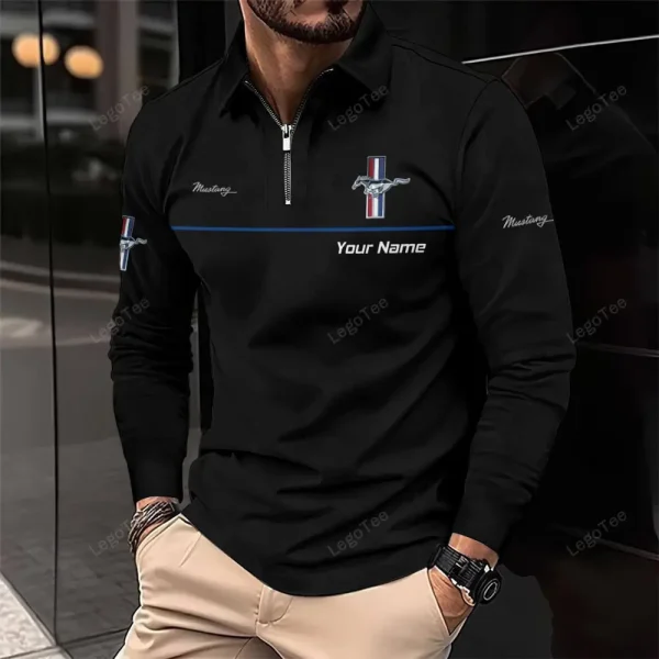 Ford-Mustang Long Sleeve Polo Shirt VDLSPS058 - Image 2