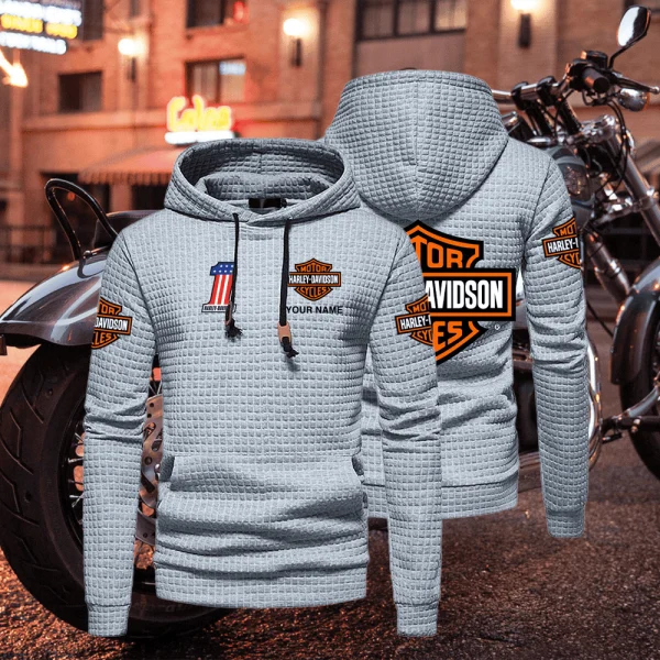 Harley Davidson New Waffle Hoodie Light Gray VDNWH001