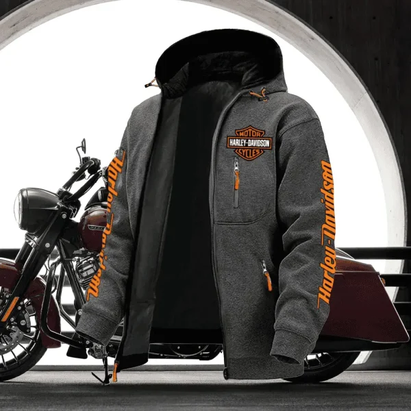 Harley Davidson Zip Hoodies Dark Gray VD2DZH060