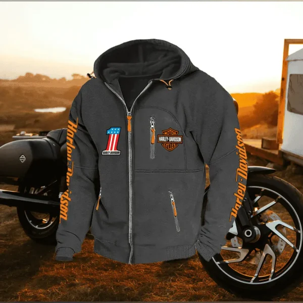 Harley Davidson Zip Hoodies Dark Gray VD2DZH061