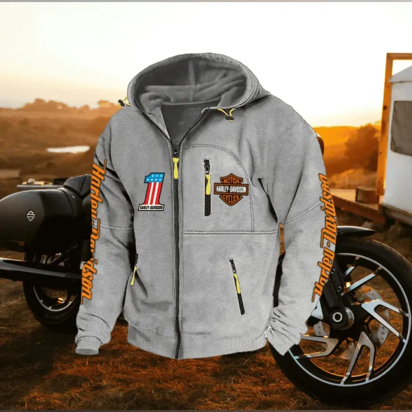 Harley Davidson Zip Hoodies Light Gray VD2DZH061