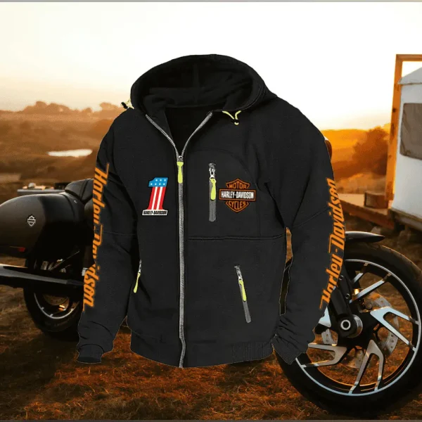 Harley Davidson Zip Hoodies Black VD2DZH061