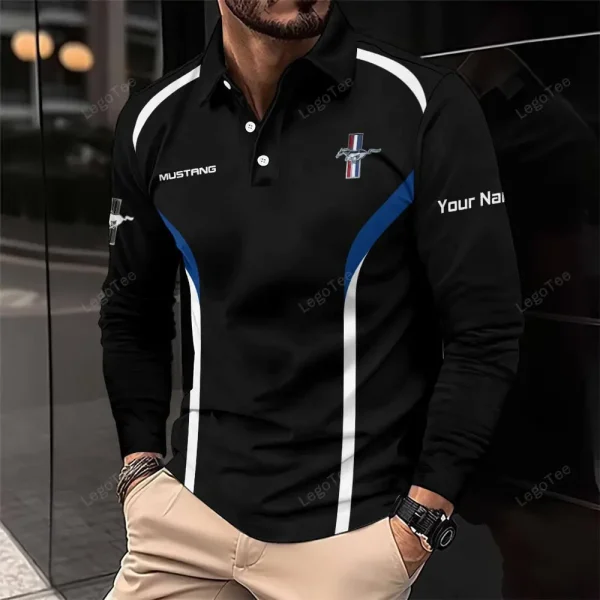 Ford-Mustang Long Sleeve Polo Shirt VDLSPS226