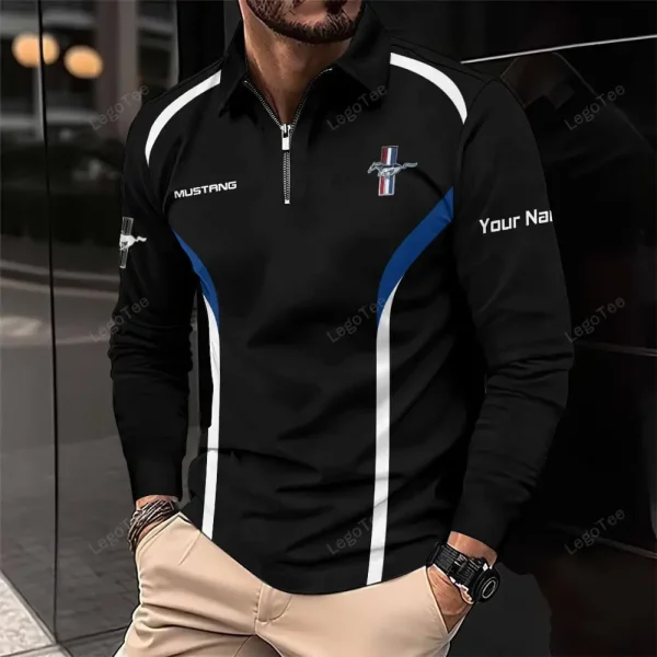 Ford-Mustang Long Sleeve Polo Shirt VDLSPS226 - Image 2