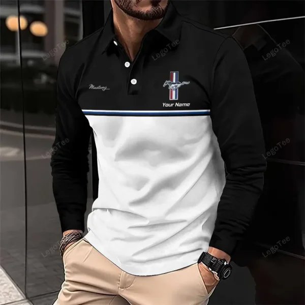 Ford-Mustang Long Sleeve Polo Shirt VDLSPS310