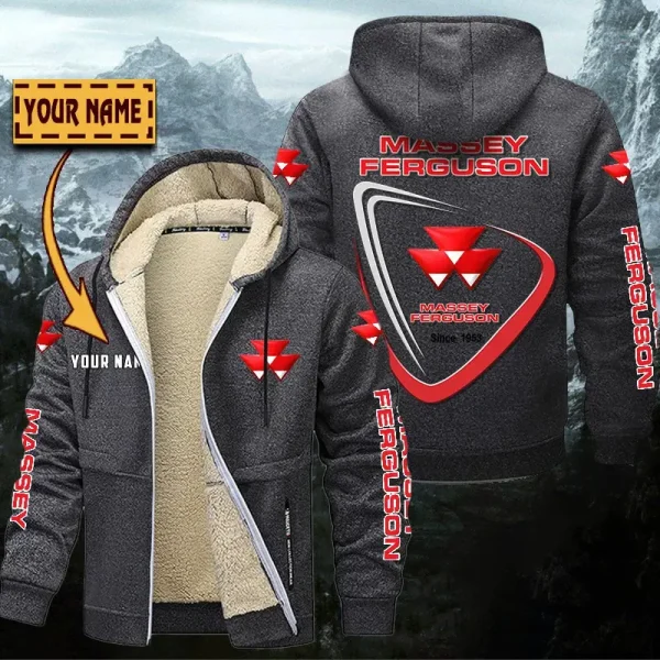 Massey Ferguson Hoodie Zip Velvet Coat WINHZVC20159 - Image 6