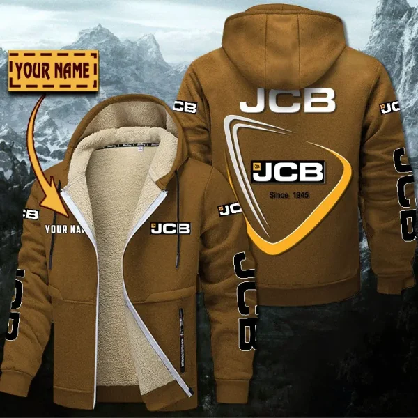 JCB Agricultural Tractors Hoodie Zip Velvet Coat WINHZVC20171