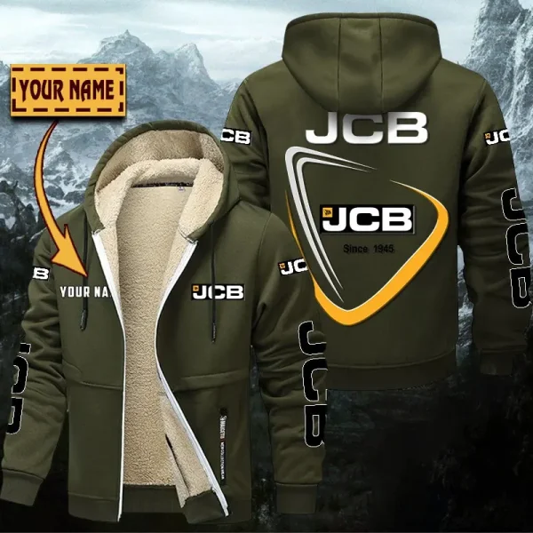 JCB Agricultural Tractors Hoodie Zip Velvet Coat WINHZVC20171 - Image 2