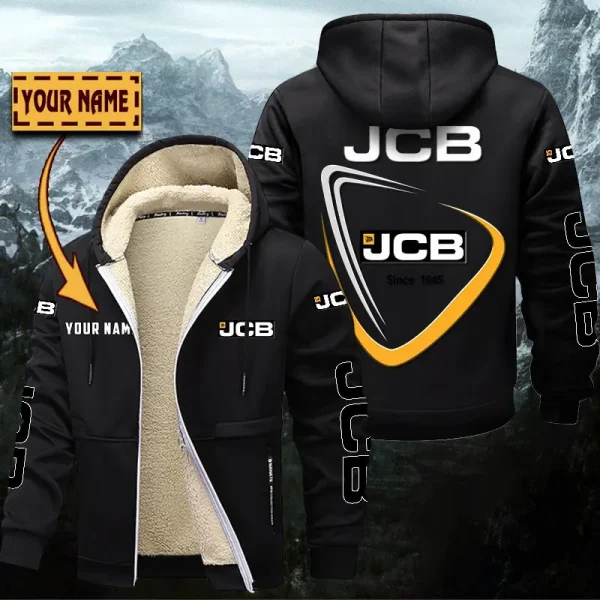 JCB Agricultural Tractors Hoodie Zip Velvet Coat WINHZVC20171 - Image 3