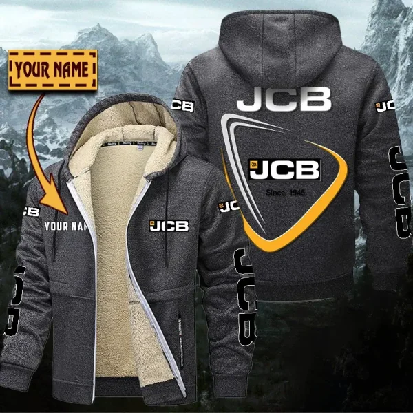 JCB Agricultural Tractors Hoodie Zip Velvet Coat WINHZVC20171 - Image 4