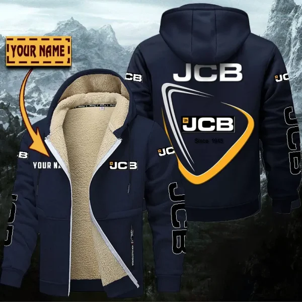 JCB Agricultural Tractors Hoodie Zip Velvet Coat WINHZVC20171 - Image 6