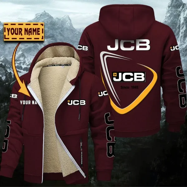 JCB Agricultural Tractors Hoodie Zip Velvet Coat WINHZVC20171 - Image 9