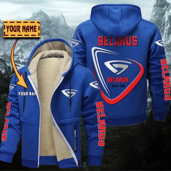 Belarus Hoodie Zip Velvet Coat WINHZVC20162 - Image 8