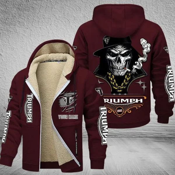 Triumph Motorcycles NNPZC343 Men’s Thickened Zipper Hoodies - Image 5