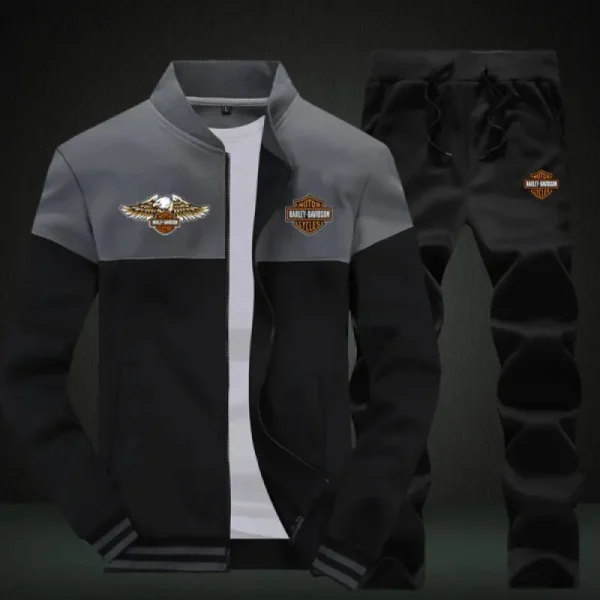 Harley Davidson Sweatshirt +Sweatpants Mens Clothing 2 Pieces Sets Slim Tracksuit VD2PSTS001 - Image 3