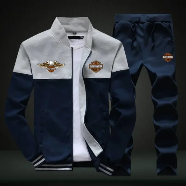 Harley Davidson Sweatshirt +Sweatpants Mens Clothing 2 Pieces Sets Slim Tracksuit VD2PSTS001 - Image 4