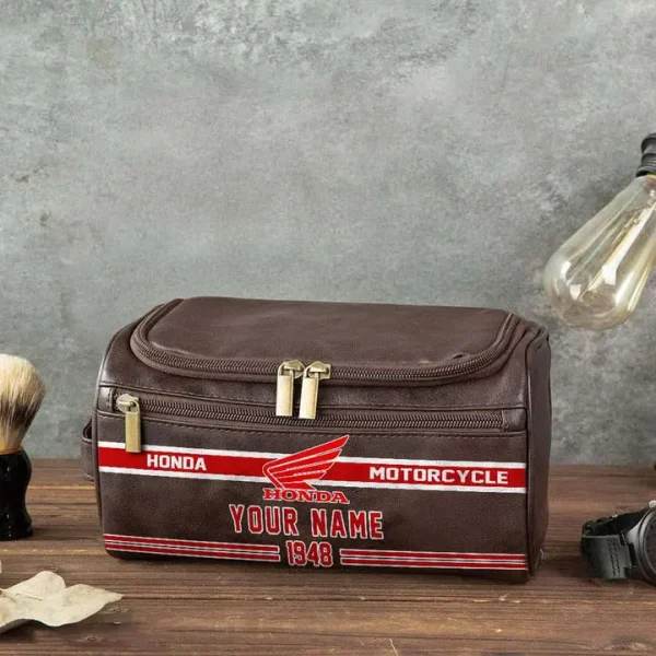 Honda Motorcycle NNPCB033 Toiletry Bag, Leather Dopp Kit Accessory - Image 3