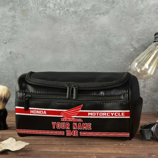 Honda Motorcycle NNPCB033 Toiletry Bag, Leather Dopp Kit Accessory - Image 4