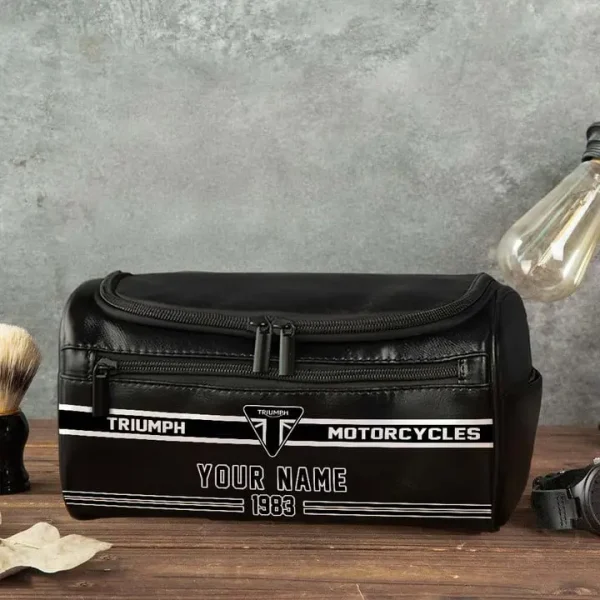 Triumph Motorcycles NNPCB083 Toiletry Bag, Leather Dopp Kit Accessory - Image 2