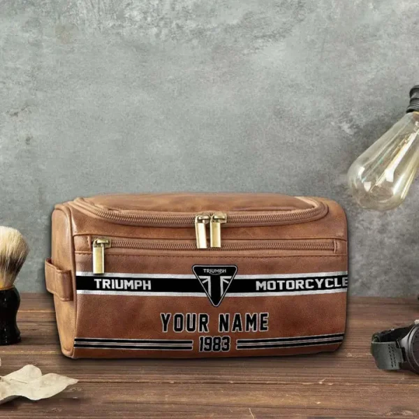 Triumph Motorcycles NNPCB083 Toiletry Bag, Leather Dopp Kit Accessory - Image 3