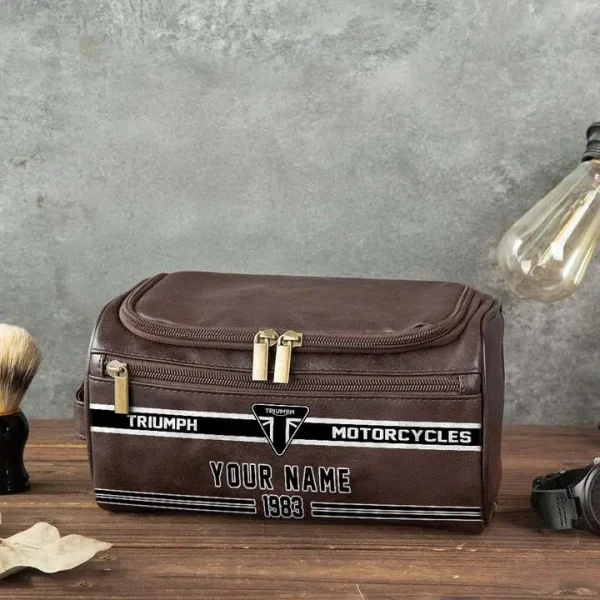Triumph Motorcycles NNPCB083 Toiletry Bag, Leather Dopp Kit Accessory - Image 5