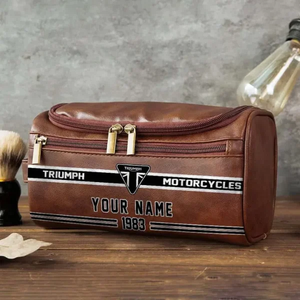Triumph Motorcycles NNPCB083 Toiletry Bag, Leather Dopp Kit Accessory