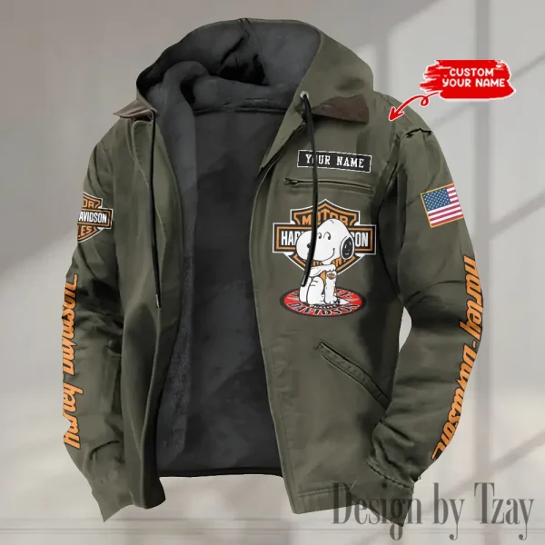 Harley Davidson Men’s Casual Padded Jacket Hooded VDPJH001-Green
