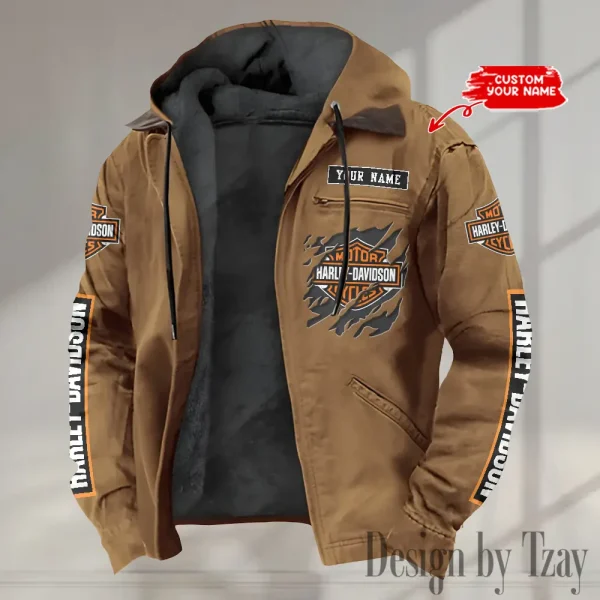 Harley Davidson Men’s Casual Padded Jacket Hooded VDPJH005-Camel