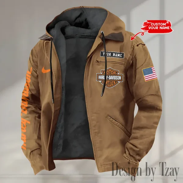 Harley Davidson Men’s Casual Padded Jacket Hooded VDPJH007-Camel