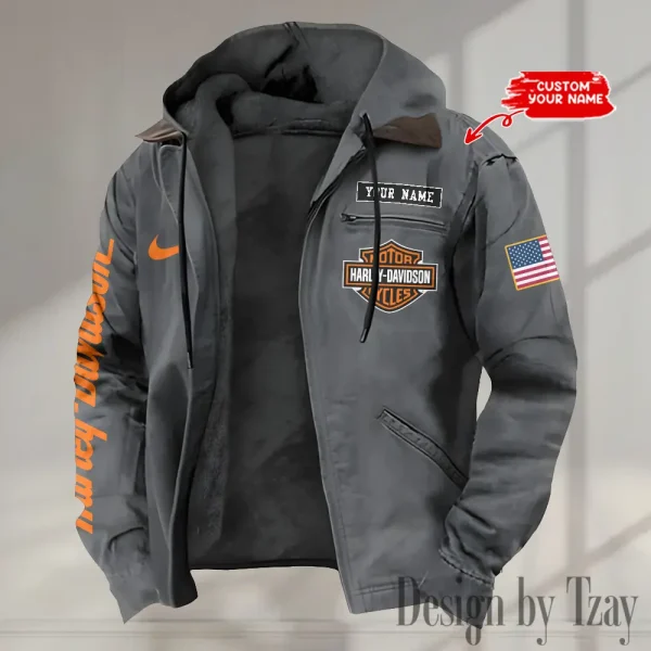 Harley Davidson Men’s Casual Padded Jacket Hooded VDPJH007-Grey