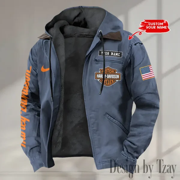 Harley Davidson Men’s Casual Padded Jacket Hooded VDPJH007-Navy