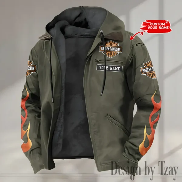 Harley Davidson Men’s Casual Padded Jacket Hooded VDPJH008-Green