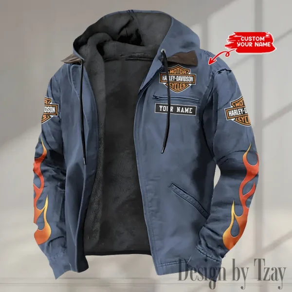 Harley Davidson Men’s Casual Padded Jacket Hooded VDPJH008-Navy