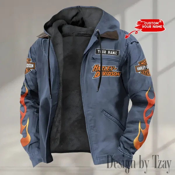 Harley Davidson Men’s Casual Padded Jacket Hooded VDPJH009-Navy