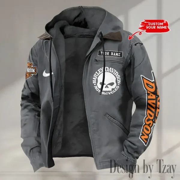 Harley Davidson Men’s Casual Padded Jacket Hooded VDPJH011-Grey