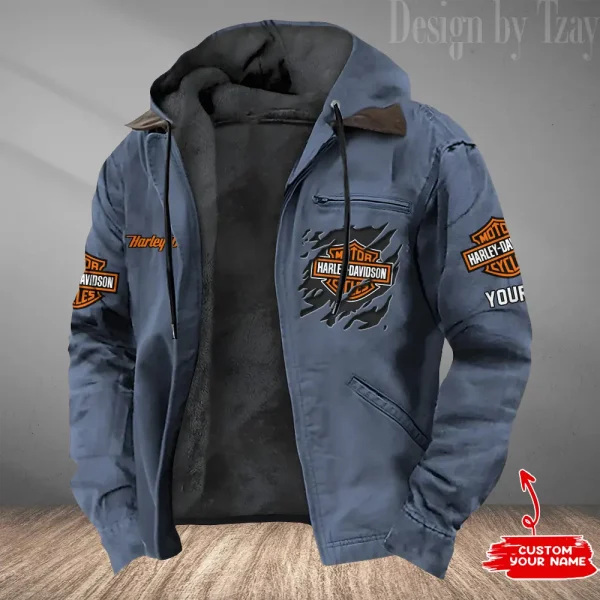 Harley Davidson Men’s Casual Padded Jacket Hooded VDPJH012-Navy