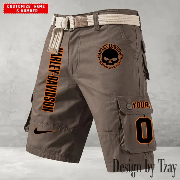 Harley Davidson Men's Brown Cargo Shorts Button Trend Unique Design 2025 VDMCSB004