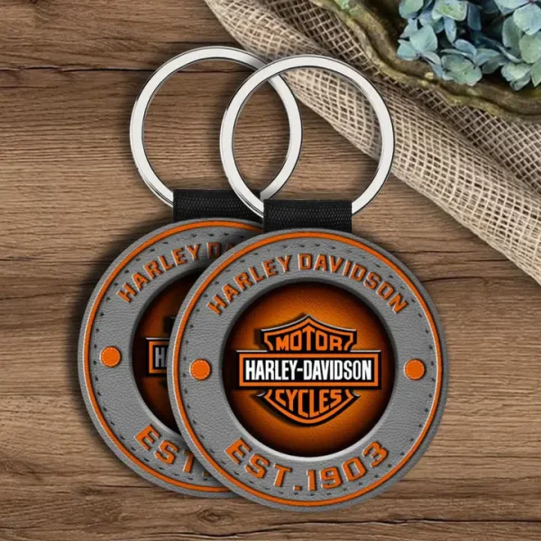 Harley Davidson Round Leather Keychain PURLK334 - Image 4