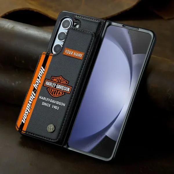 Harley Davidson Leather Case Kickstand Card Holder Double Magnetic Clasp VITPCL047 - Image 2