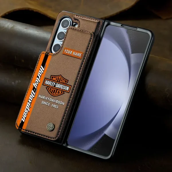 Harley Davidson Leather Case Kickstand Card Holder Double Magnetic Clasp VITPCL047 - Image 2