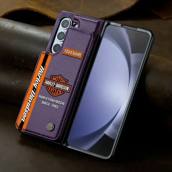Harley Davidson Leather Case Kickstand Card Holder Double Magnetic Clasp VITPCL047 - Image 2