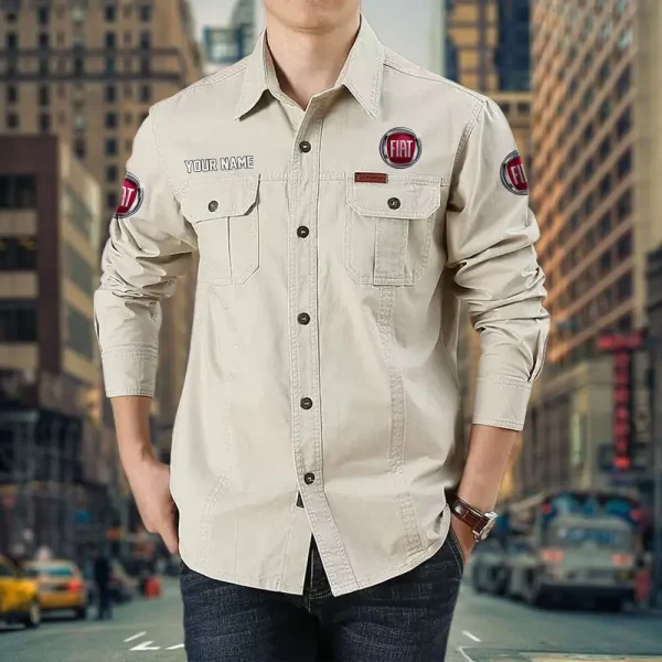 Fiat PURCS018 Cotton Pocket Long Sleeve Shirt - Image 2