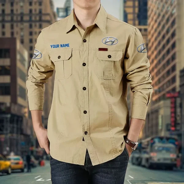 Hyundai PURCS027 Cotton Pocket Long Sleeve Shirt - Image 6