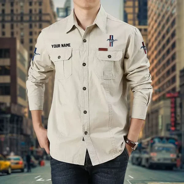 Ford Mustang PURCS020 Cotton Pocket Long Sleeve Shirt - Image 2