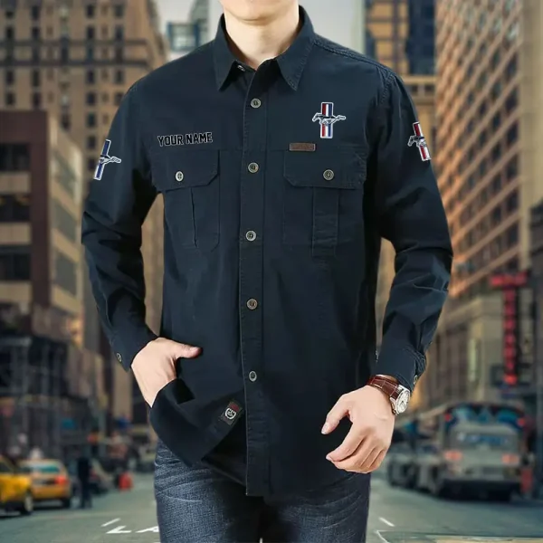 Ford Mustang PURCS020 Cotton Pocket Long Sleeve Shirt - Image 5