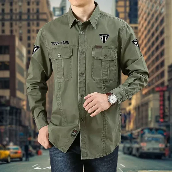 Triumph Motorcycles PURCS065 Cotton Pocket Long Sleeve Shirt - Image 4