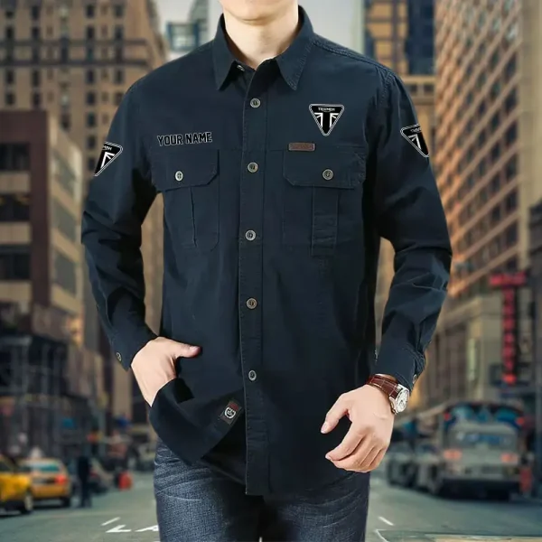 Triumph Motorcycles PURCS065 Cotton Pocket Long Sleeve Shirt - Image 5
