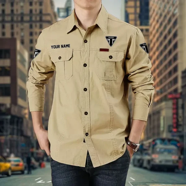 Triumph Motorcycles PURCS065 Cotton Pocket Long Sleeve Shirt - Image 6