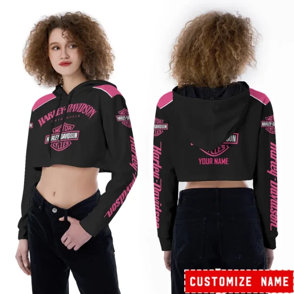 Harley Davidson Long Sleeve Croptop Hoodie And Leggings VD20 - Image 3